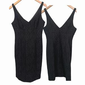 Trina Turk Womens Black Lace Deep V Neck Cocktail Event Dainty Goth Dress Size 4